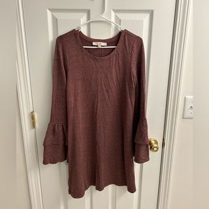 LOFT Maroon Bell Sleeved Dress - Size XS